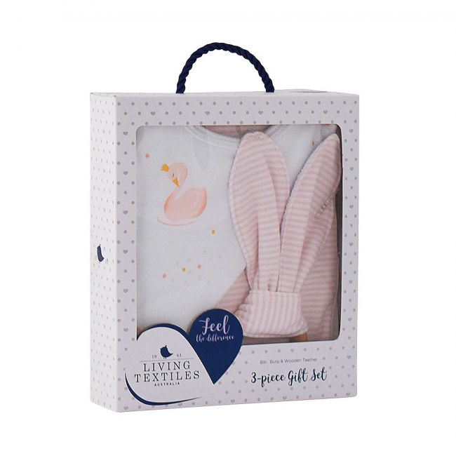 Swan Princess Bib, Burp Cloth & Teether Set