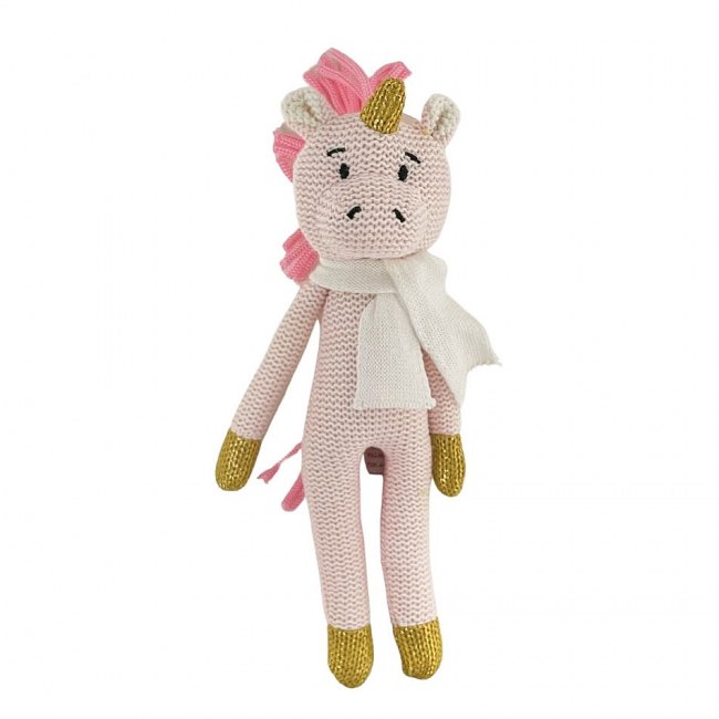 Knitted Unicorn Plush Toy with Rattle