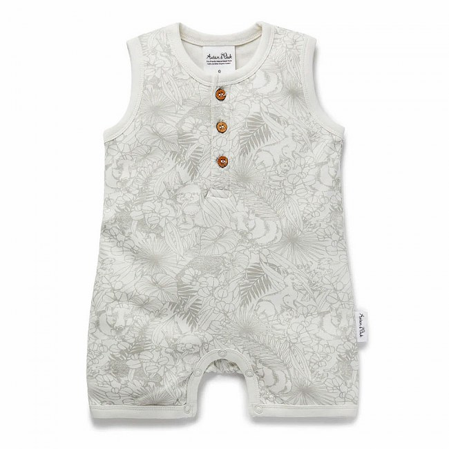 Aster & Oak Animal Henley Romper