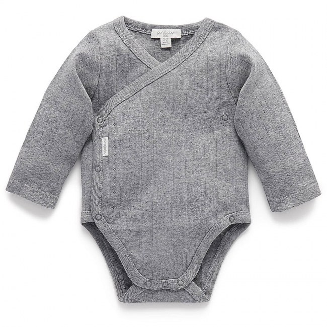 Purebaby Pointelle Wrap Bodysuit
