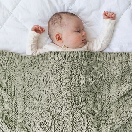 Reilly Mint Cable Knit Blanket