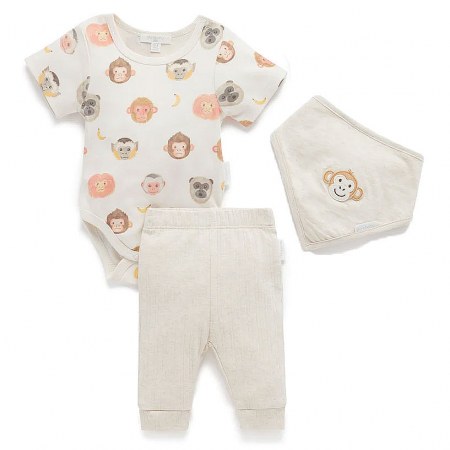 Purebaby Monkey 3 Piece Gift Set
