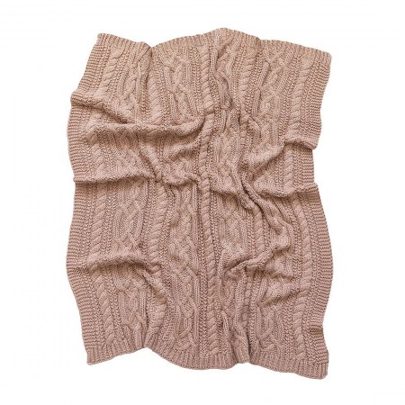 Reilly Pastel Pink Cable Knit Blanket