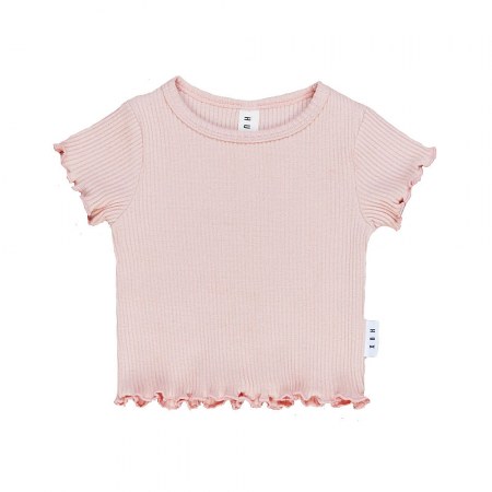 Huxbaby Rose Rib Tee with Lettuce Edge