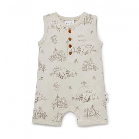 Aster & Oak Raccoon Henley Romper