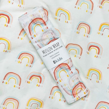 Muslin Wrap Rainbow Print 120 x 100cm