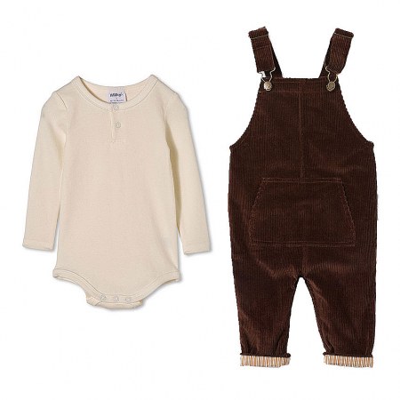 Milky Chocolate Overalls & Beige Romper
