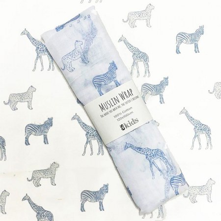Muslin Wrap Safari Print 120 x 100cm