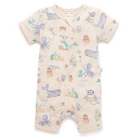 Purebaby Splish Splash S/S Zip Growsuit