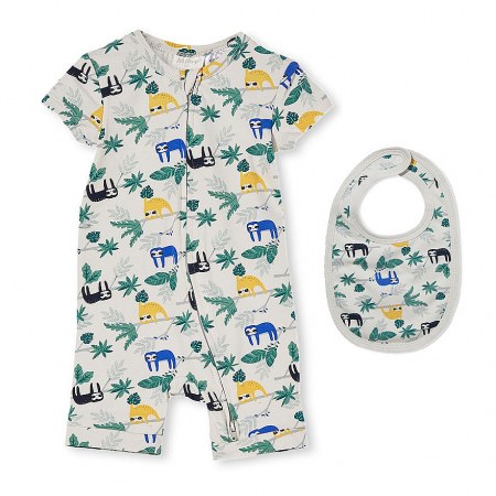 Milky Sloth Romper & Bib