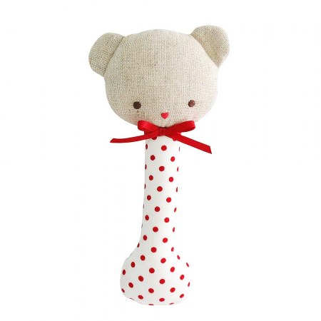 Alimrose Bear Stick Rattle Red Spot Alimrose Bear Stick Rattle Red Spot