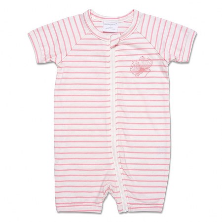 Marquise Pink Striped Floral Zip Romper
