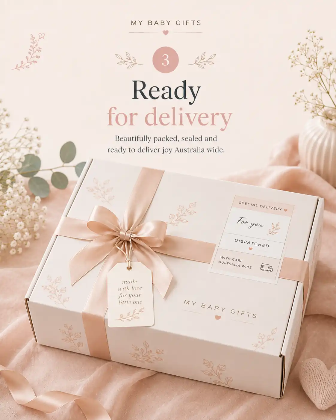Close-up of a beautifully prepared baby gift