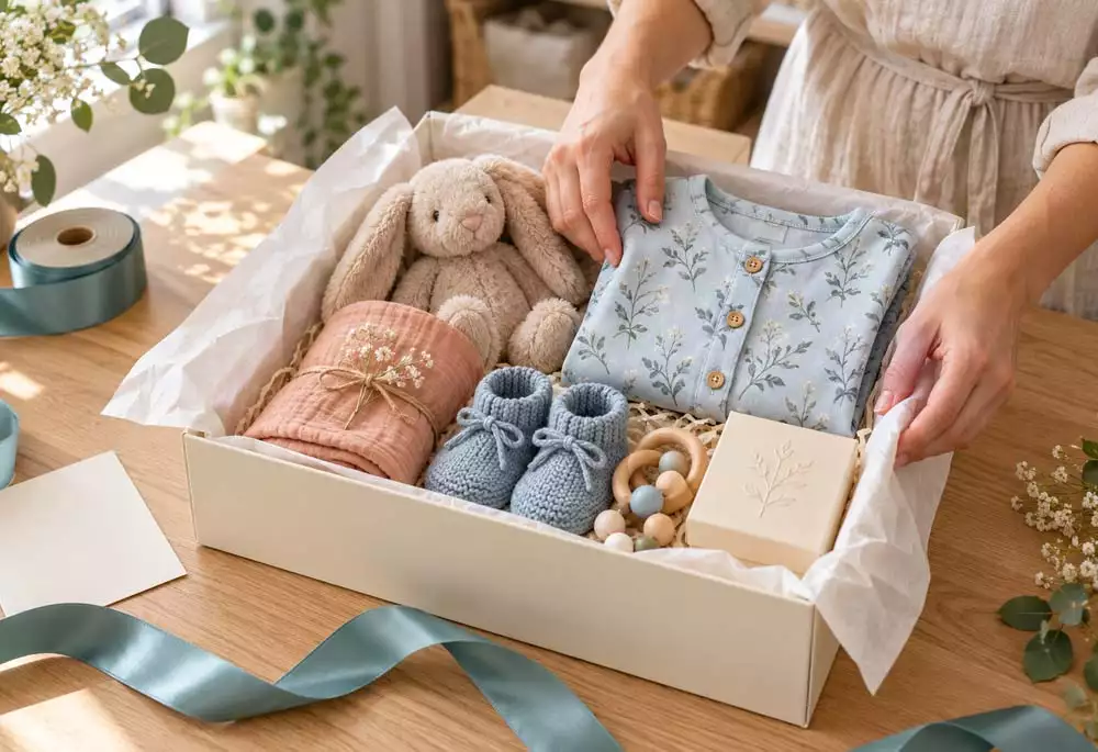 Freshly curated new-season baby hampers