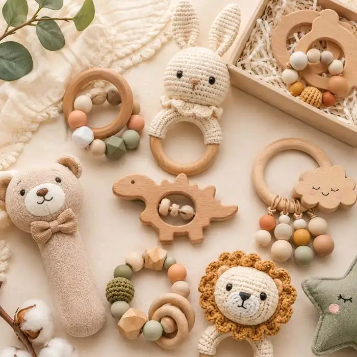 Baby teethers and rattles